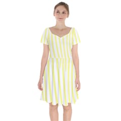 Yellow Zebra Print Short Sleeve Bardot Dress by FunDressesShop