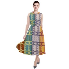 Grungy Vintage Patterns Round Neck Boho Dress by artworkshop