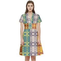 Grungy Vintage Patterns Short Sleeve Waist Detail Dress by artworkshop