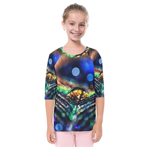 Peacock Feather Drop Kids  Quarter Sleeve Raglan Tee by artworkshop