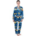 Seamless-pattern-with-nice-planes-cartoon Satin Long Sleeve Pajamas Set View1