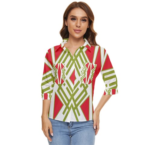 Abstract Pattern Geometric Backgrounds Women s Quarter Sleeve Pocket Shirt by Eskimos