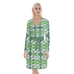 Abstract Pattern Geometric Backgrounds  Long Sleeve Velvet Front Wrap Dress by Eskimos