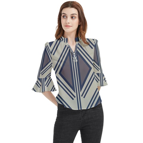 Abstract Pattern Geometric Backgrounds  Loose Horn Sleeve Chiffon Blouse by Eskimos