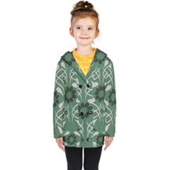 Folk Flowers Print Floral Pattern Ethnic Art Kids  Double Breasted Button Coat by Eskimos