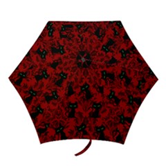 Halloween Goth Cat Pattern In Blood Red Mini Folding Umbrellas by NerdySparkleGoth