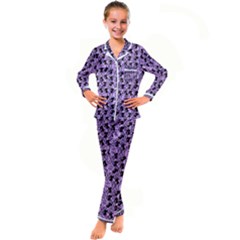 Purple Cat Kid s Satin Long Sleeve Pajamas Set by NerdySparkleGoth