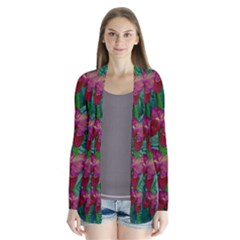 Rare Excotic Forest Of Wild Orchids Vines Blooming In The Calm Drape Collar Cardigan by pepitasart