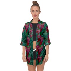 Rare Excotic Forest Of Wild Orchids Vines Blooming In The Calm Open Front Chiffon Kimono by pepitasart