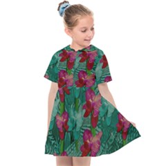 Rare Excotic Forest Of Wild Orchids Vines Blooming In The Calm Kids  Sailor Dress by pepitasart