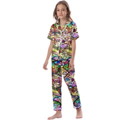 Character Disney Stained Kids  Satin Short Sleeve Pajamas Set by artworkshop