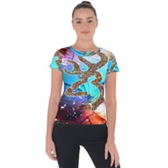 Browning Deer Glitter Galaxy Short Sleeve Sports Top  by artworkshop