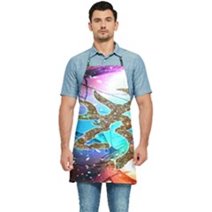 Browning Deer Glitter Galaxy Kitchen Apron by artworkshop