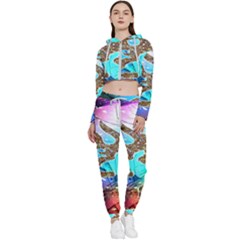 Browning Deer Glitter Galaxy Cropped Zip Up Lounge Set by artworkshop