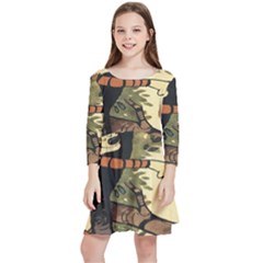 Calvin And Hobbes Kids  Quarter Sleeve Skater Dress by artworkshop