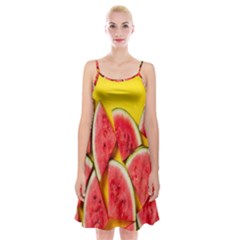 Watermelon Spaghetti Strap Velvet Dress by artworkshop