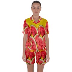 Watermelon Satin Short Sleeve Pajamas Set by artworkshop