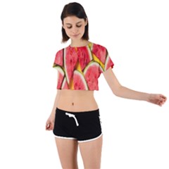 Watermelon Tie Back Short Sleeve Crop Tee by artworkshop