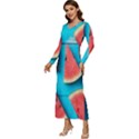 Watermelon Blue Background Long Sleeve Velour Longline Maxi Dress View2