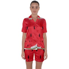 Watermelon Pillow Fluffy Satin Short Sleeve Pajamas Set by artworkshop