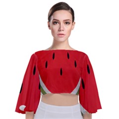 Watermelon Pillow Fluffy Tie Back Butterfly Sleeve Chiffon Top by artworkshop