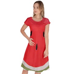 Watermelon Pillow Fluffy Classic Short Sleeve Dress by artworkshop