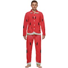 Watermelon Pillow Fluffy Men s Long Sleeve Velvet Pocket Pajamas Set by artworkshop