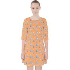 Floral Art Quarter Sleeve Pocket Dress by Sparkle