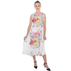 Flamingos Midi Tie-back Chiffon Dress by Sparkle