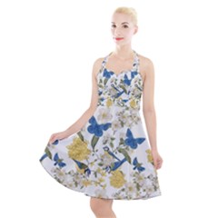 Birds Pattern Halter Party Swing Dress  by Sparkle