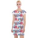 Flowers Diamonds Pattern Cap Sleeve Bodycon Dress View1