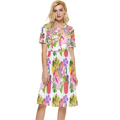 Bunch Of Flowers Button Top Knee Length Dress by Sparkle