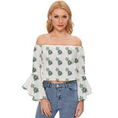 Tropical Off Shoulder Flutter Bell Sleeve Top by Sparkle