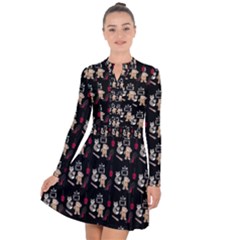 Cat Pattern Long Sleeve Panel Dress by Sparkle