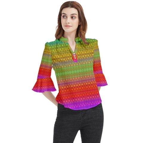 Rainbow Road Loose Horn Sleeve Chiffon Blouse by Thespacecampers