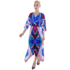 Tippy Flower Power Quarter Sleeve Wrap Front Maxi Dress by Thespacecampers