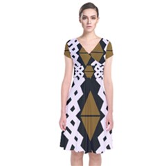 Abstract Pattern Geometric Backgrounds  Short Sleeve Front Wrap Dress by Eskimos