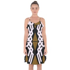 Abstract Pattern Geometric Backgrounds  Ruffle Detail Chiffon Dress by Eskimos