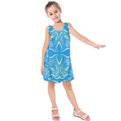 Folk Flowers Print Floral Pattern Ethnic Art Kids  Sleeveless Dress by Eskimos