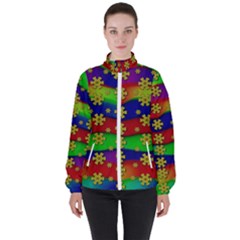 Blooming Stars On The Rainbow So Rare Women s High Neck Windbreaker by pepitasart