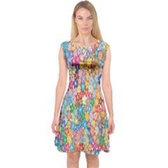 Floral Flowers Capsleeve Midi Dress by artworkshop