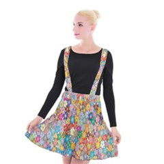 Floral Flowers Suspender Skater Skirt by artworkshop