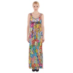 Floral Flowers Thigh Split Maxi Dress by artworkshop