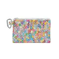 Floral Flowers Canvas Cosmetic Bag (small) by artworkshop