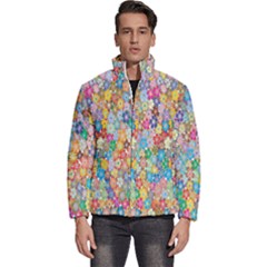 Floral Flowers Men s Puffer Bubble Jacket Coat by artworkshop