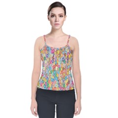 Floral Flowers Velvet Spaghetti Strap Top by artworkshop