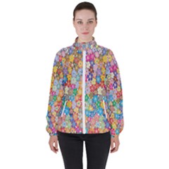 Floral Flowers Women s High Neck Windbreaker by artworkshop