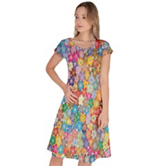 Floral Flowers Classic Short Sleeve Dress by artworkshop