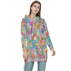 Floral Flowers Women s Long Oversized Pullover Hoodie by artworkshop