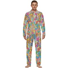 Floral Flowers Men s Long Sleeve Velvet Pocket Pajamas Set by artworkshop